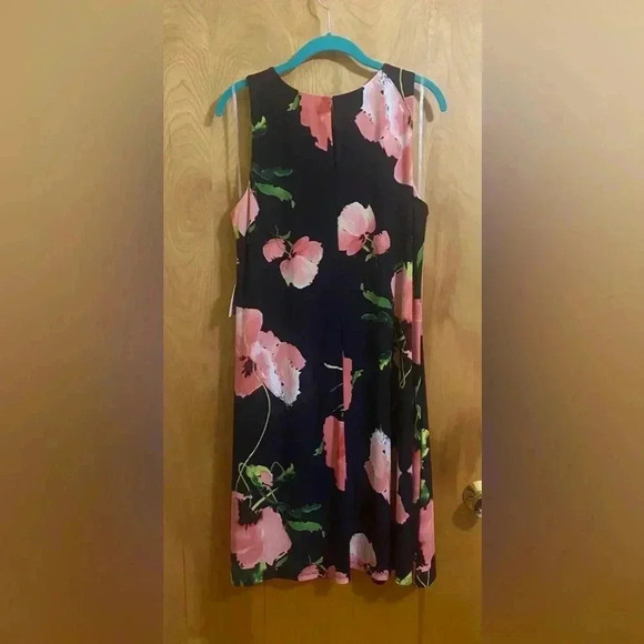 Anne Klein Navy Floral Sleeveless Keyhole Fully Lined Dress Size 12 NWT - Picture 11 of 12